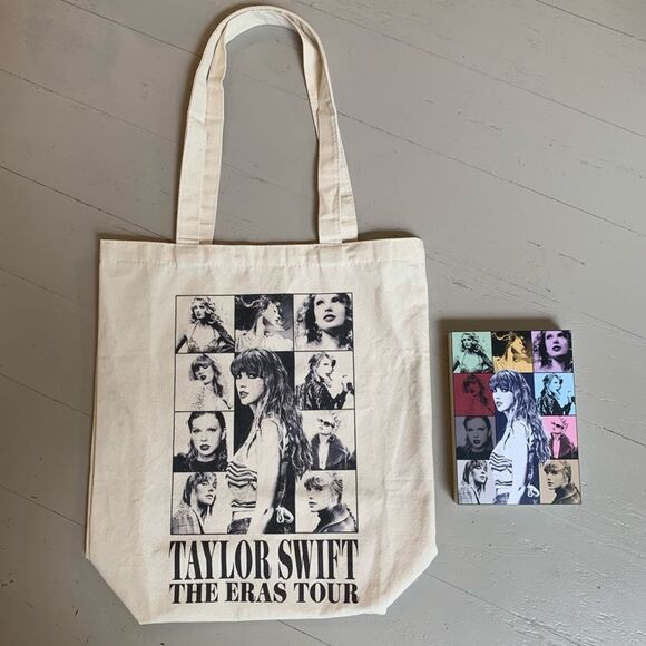 Taylor Swift Handbags - Taylor Swift The Eras Tour cream Tote bag and 10 postcards in a box